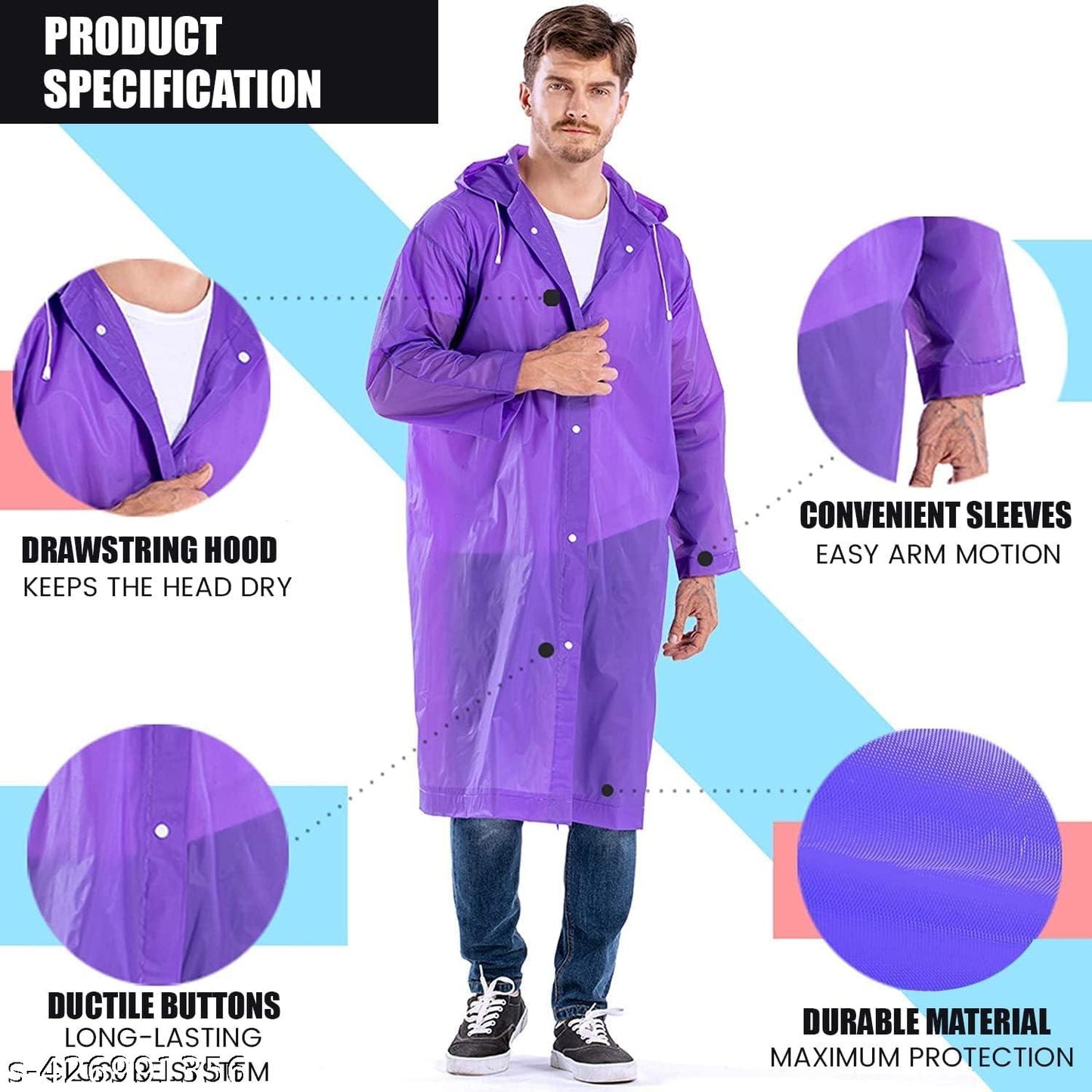 Waterproof Rain Coat_Hooded Universal Outdoor Water Resistant Portable Suit for Men Women Boys & Girls 1 pc purple