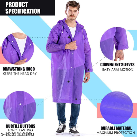 Waterproof Rain Coat_Hooded Universal Outdoor Water Resistant Portable Suit for Men Women Boys & Girls 1 pc purple
